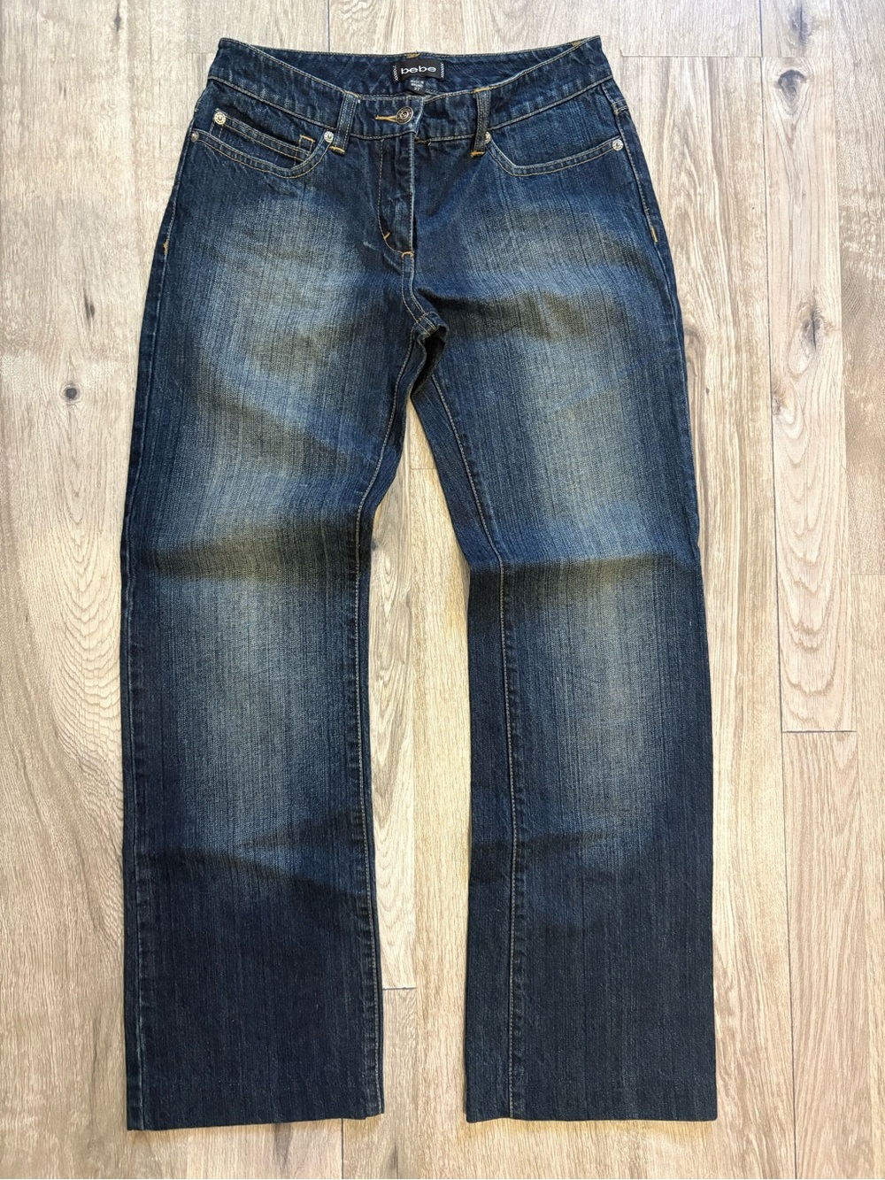 bebe straight leg jeans dark wash denim
